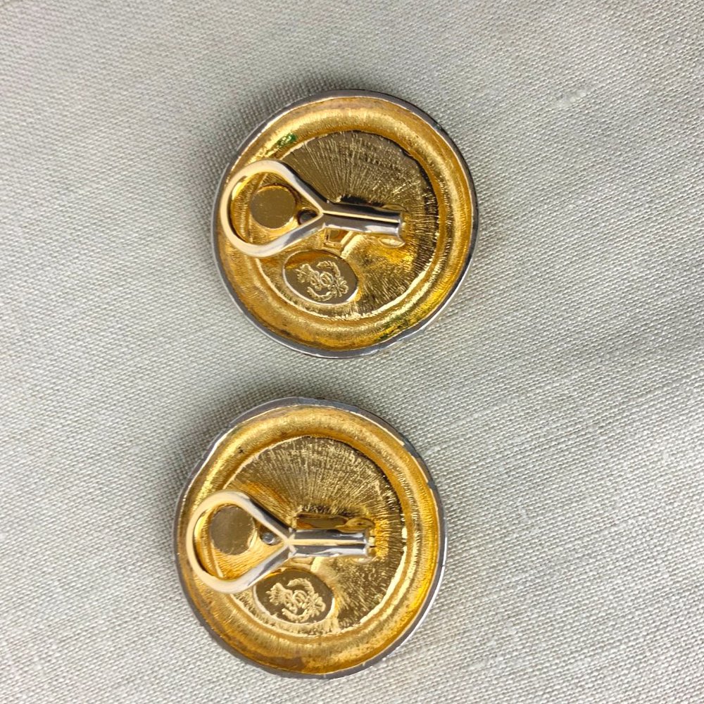 Vintage 80s Premier Designs Silver And Gold Tone Coin Clip On Earrings - Picture 9 of 16